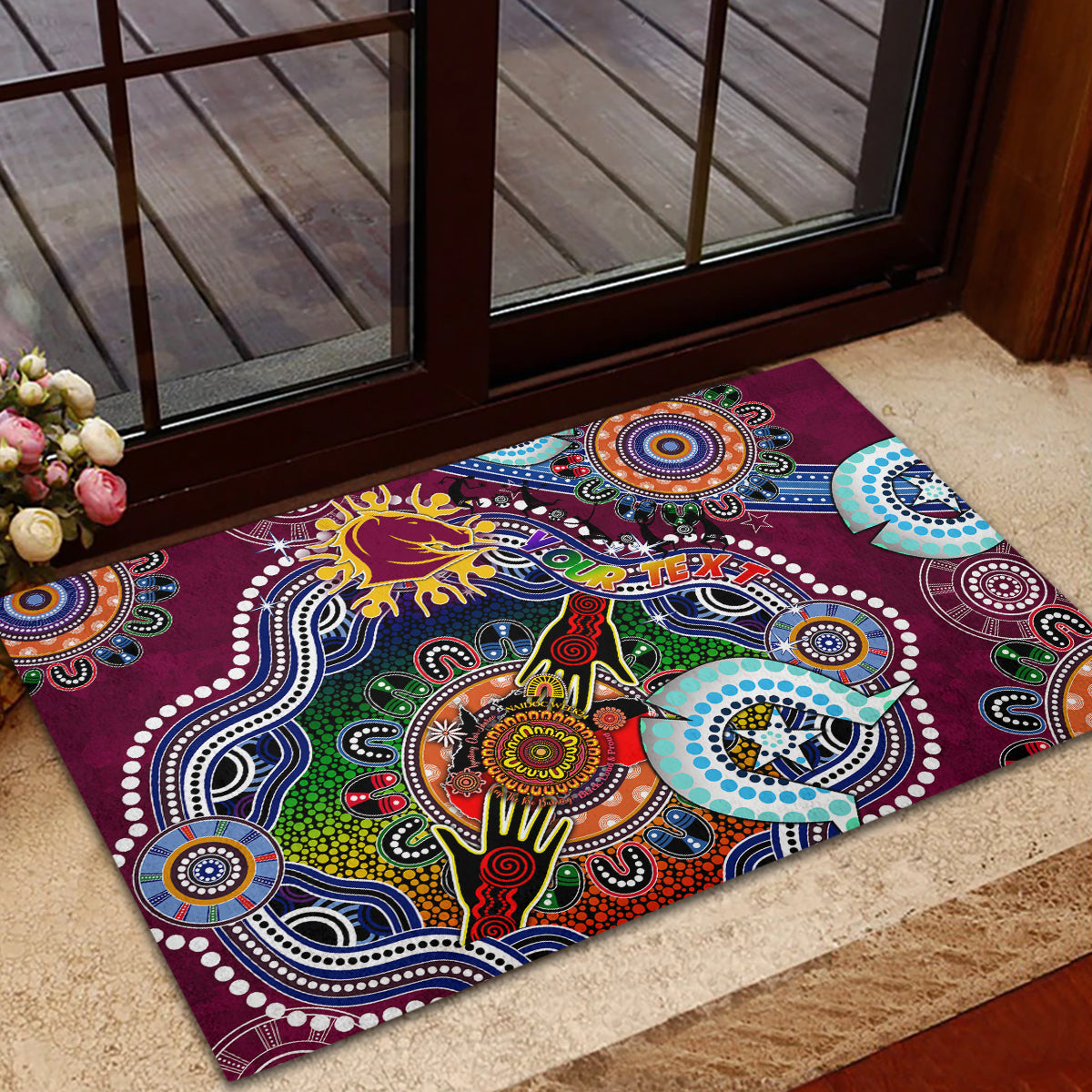 Personalised Broncos NAIDOC Week 2024 Rubber Doormat Australia Aboriginal Dot Painting