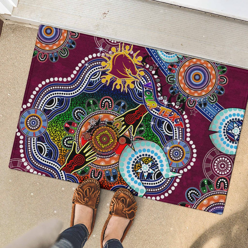 Personalised Broncos NAIDOC Week 2024 Rubber Doormat Australia Aboriginal Dot Painting