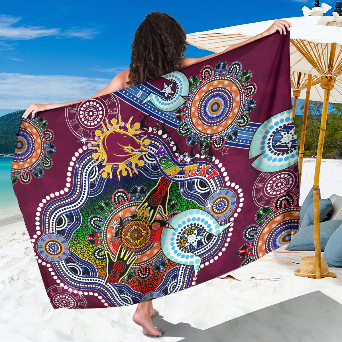 Personalised Broncos NAIDOC Week 2024 Sarong Australia Aboriginal Dot Painting