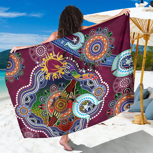 Personalised Broncos NAIDOC Week 2024 Sarong Australia Aboriginal Dot Painting