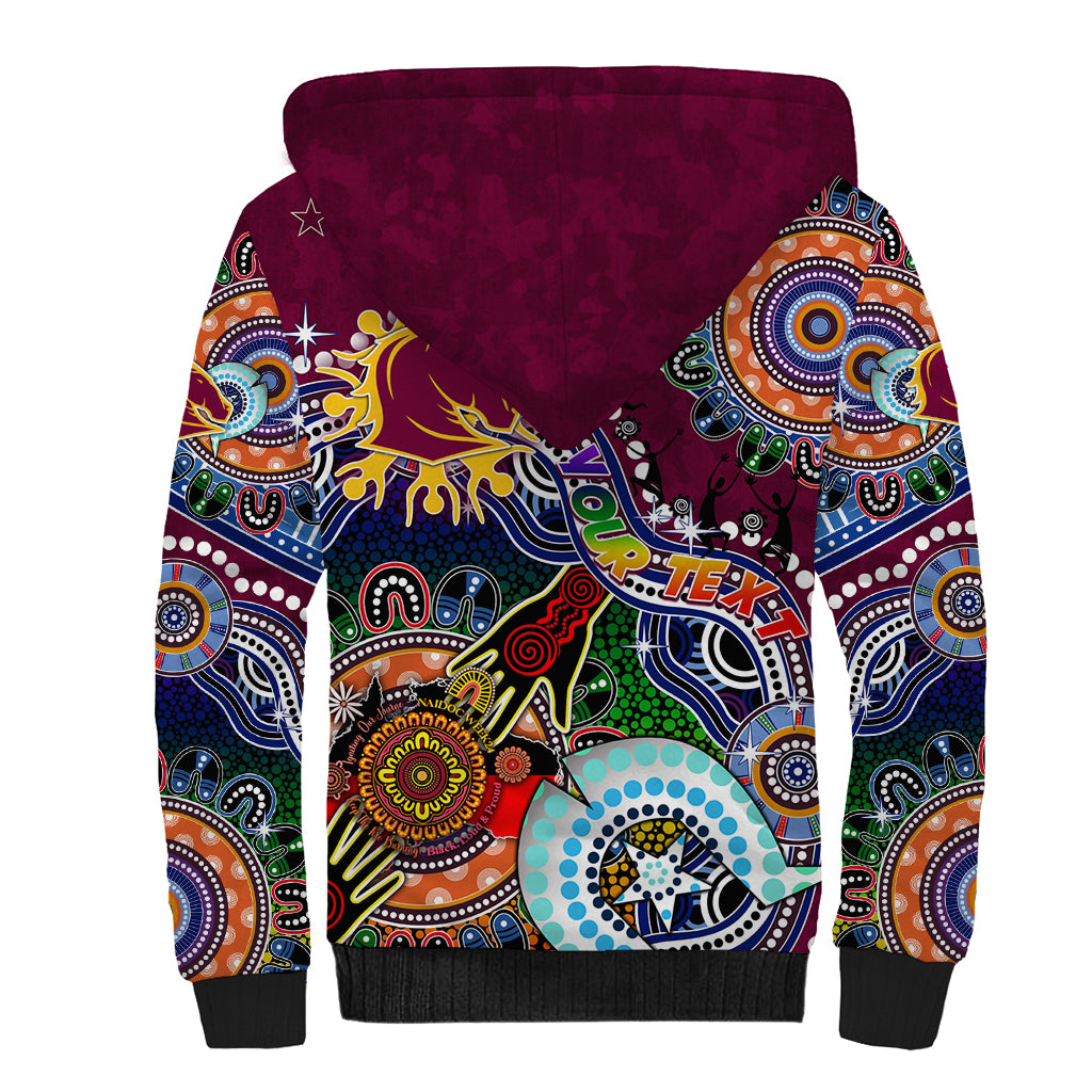Personalised Broncos NAIDOC Week 2024 Sherpa Hoodie Australia Aboriginal Dot Painting