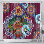 Personalised Broncos NAIDOC Week 2024 Shower Curtain Australia Aboriginal Dot Painting
