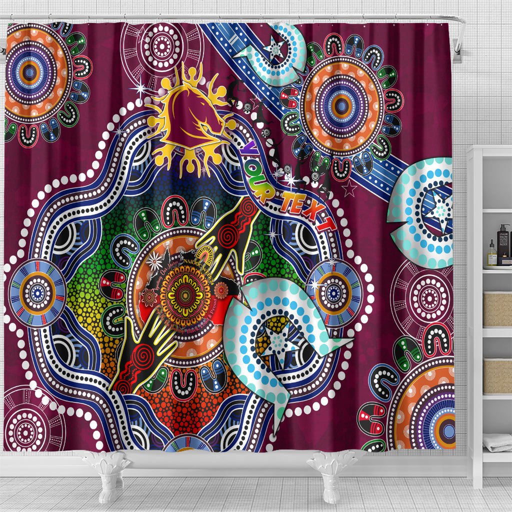 Personalised Broncos NAIDOC Week 2024 Shower Curtain Australia Aboriginal Dot Painting