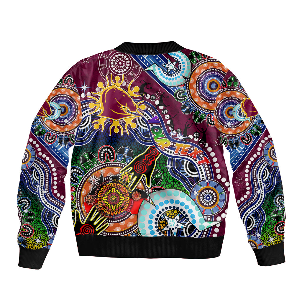Personalised Broncos NAIDOC Week 2024 Sleeve Zip Bomber Jacket Australia Aboriginal Dot Painting