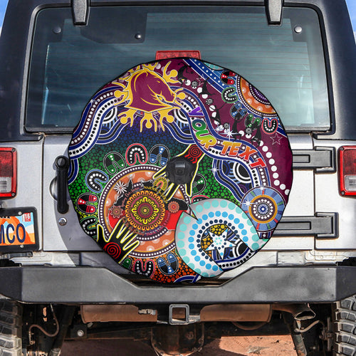 Personalised Broncos NAIDOC Week 2024 Spare Tire Cover Australia Aboriginal Dot Painting