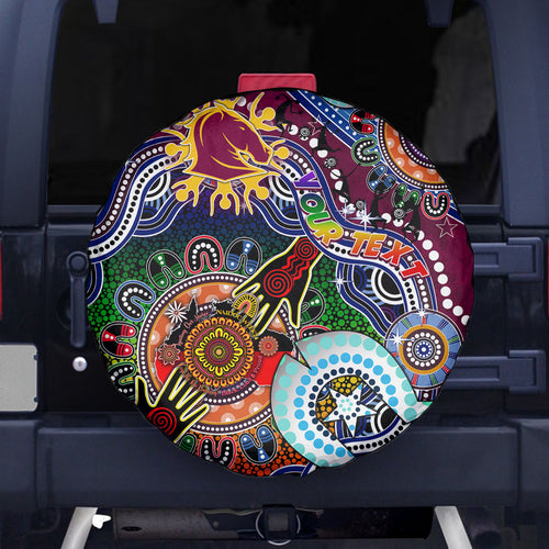 Personalised Broncos NAIDOC Week 2024 Spare Tire Cover Australia Aboriginal Dot Painting