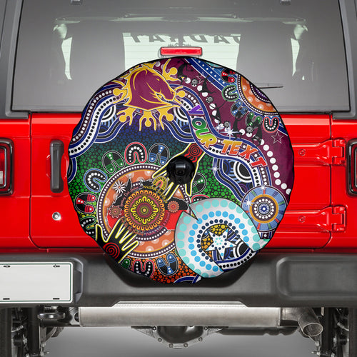 Personalised Broncos NAIDOC Week 2024 Spare Tire Cover Australia Aboriginal Dot Painting