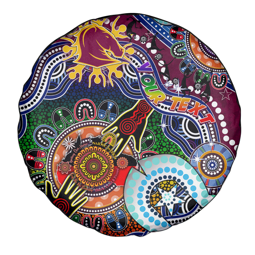 Personalised Broncos NAIDOC Week 2024 Spare Tire Cover Australia Aboriginal Dot Painting