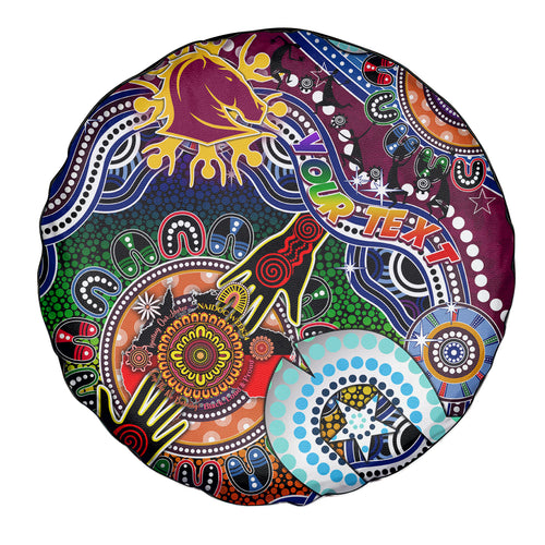 Personalised Broncos NAIDOC Week 2024 Spare Tire Cover Australia Aboriginal Dot Painting