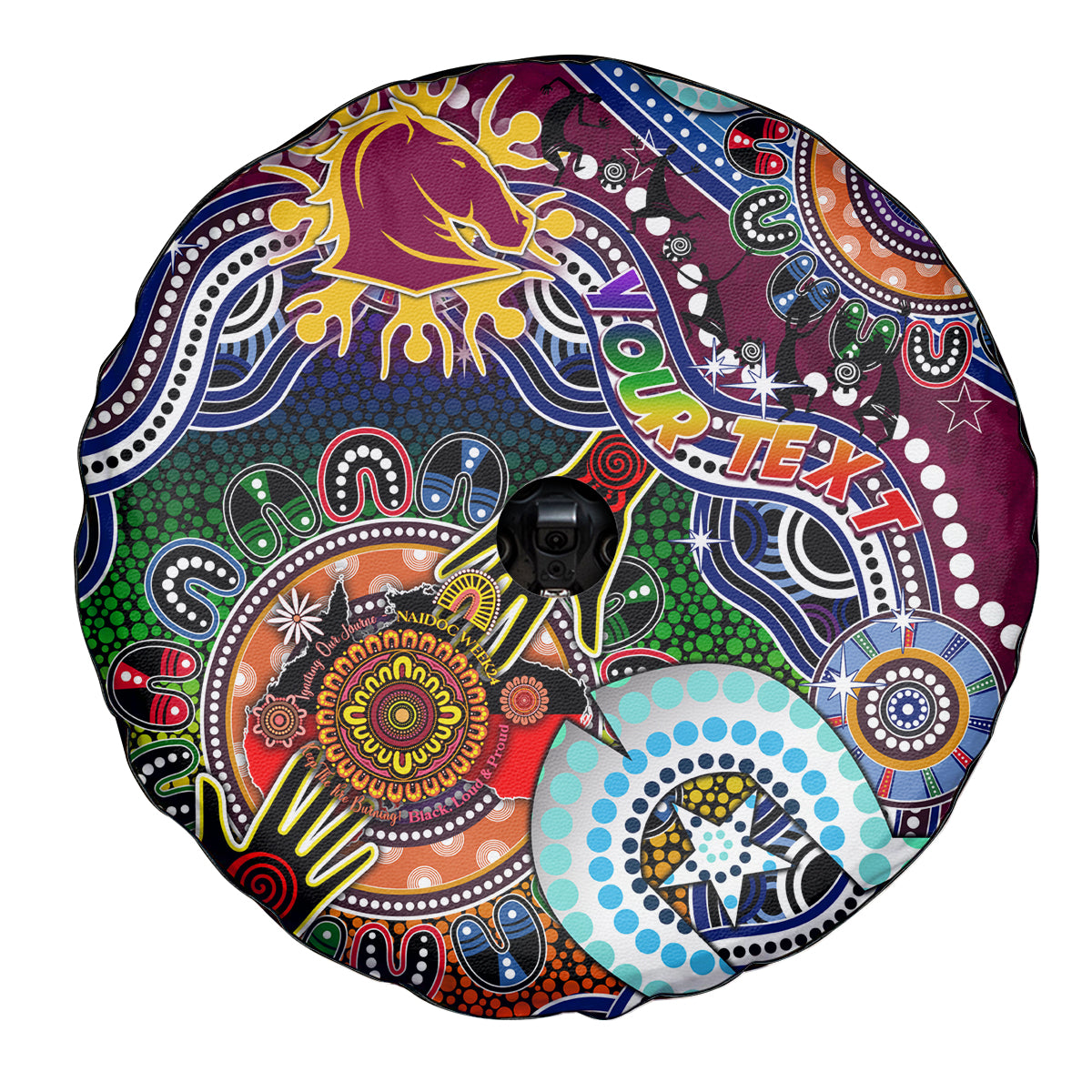 Personalised Broncos NAIDOC Week 2024 Spare Tire Cover Australia Aboriginal Dot Painting