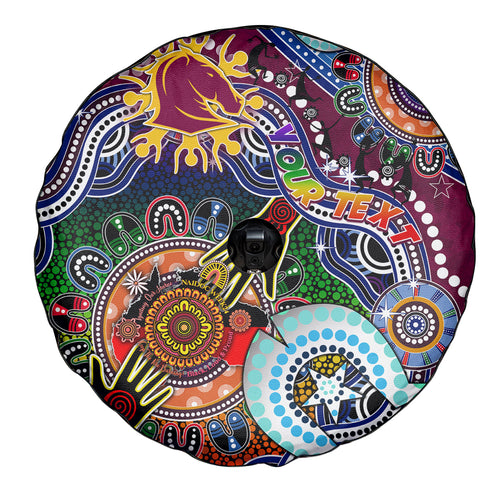 Personalised Broncos NAIDOC Week 2024 Spare Tire Cover Australia Aboriginal Dot Painting