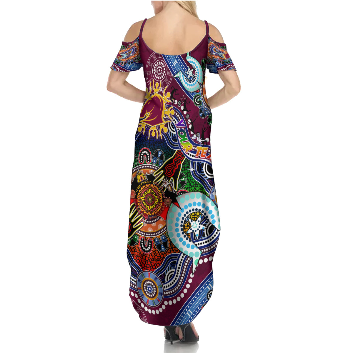 Personalised Broncos NAIDOC Week 2024 Summer Maxi Dress Australia Aboriginal Dot Painting