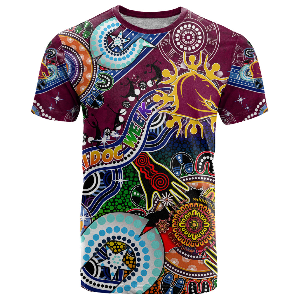 Personalised Broncos NAIDOC Week 2024 T Shirt Australia Aboriginal Dot Painting
