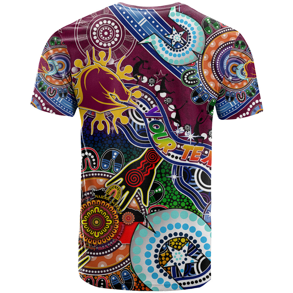 Personalised Broncos NAIDOC Week 2024 T Shirt Australia Aboriginal Dot Painting