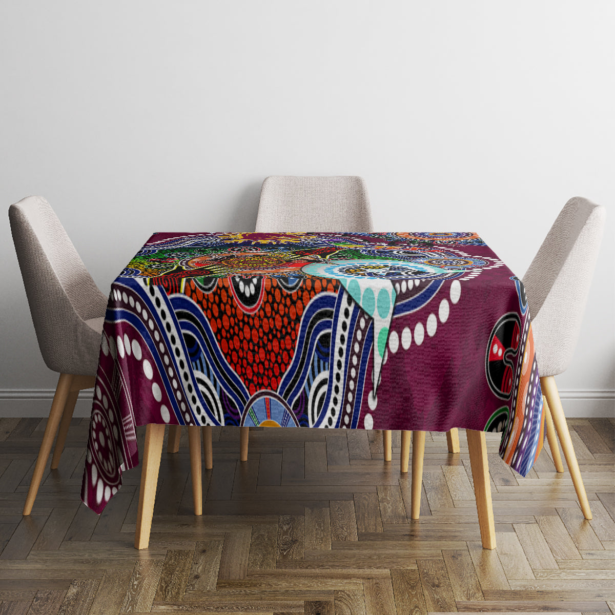 Personalised Broncos NAIDOC Week 2024 Tablecloth Australia Aboriginal Dot Painting