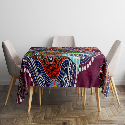 Personalised Broncos NAIDOC Week 2024 Tablecloth Australia Aboriginal Dot Painting