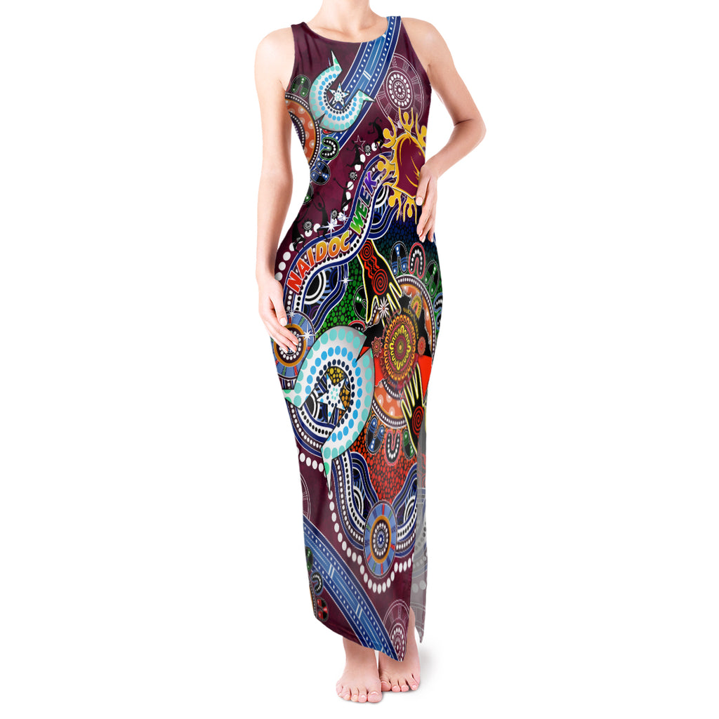Personalised Broncos NAIDOC Week 2024 Tank Maxi Dress Australia Aboriginal Dot Painting