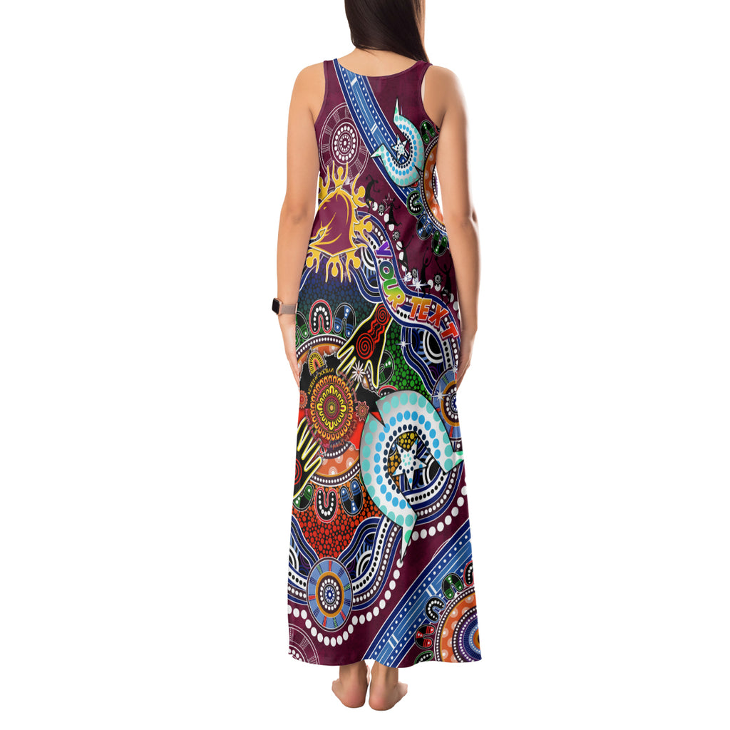 Personalised Broncos NAIDOC Week 2024 Tank Maxi Dress Australia Aboriginal Dot Painting