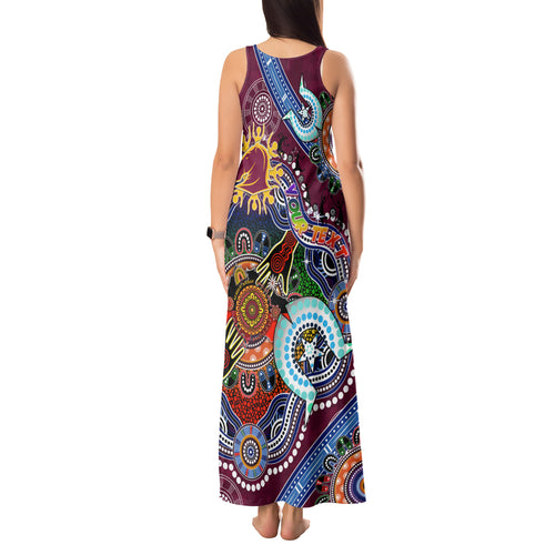 Personalised Broncos NAIDOC Week 2024 Tank Maxi Dress Australia Aboriginal Dot Painting
