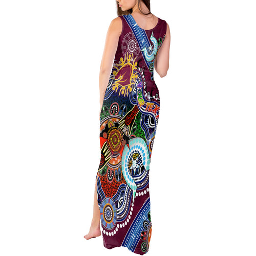 Personalised Broncos NAIDOC Week 2024 Tank Maxi Dress Australia Aboriginal Dot Painting