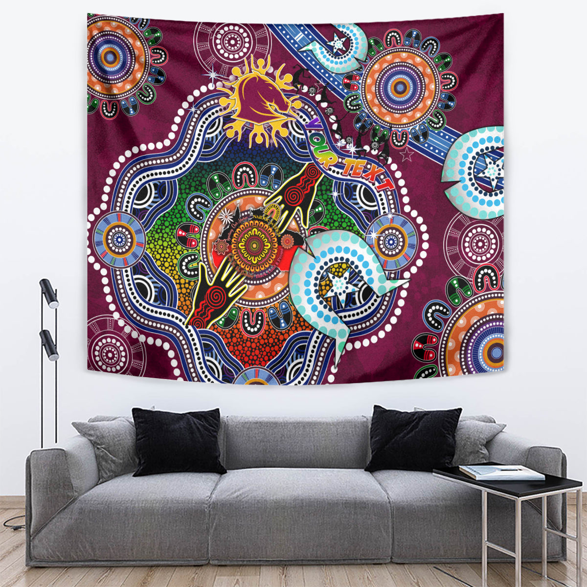 Personalised Broncos NAIDOC Week 2024 Tapestry Australia Aboriginal Dot Painting