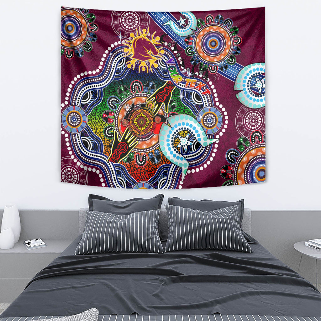 Personalised Broncos NAIDOC Week 2024 Tapestry Australia Aboriginal Dot Painting