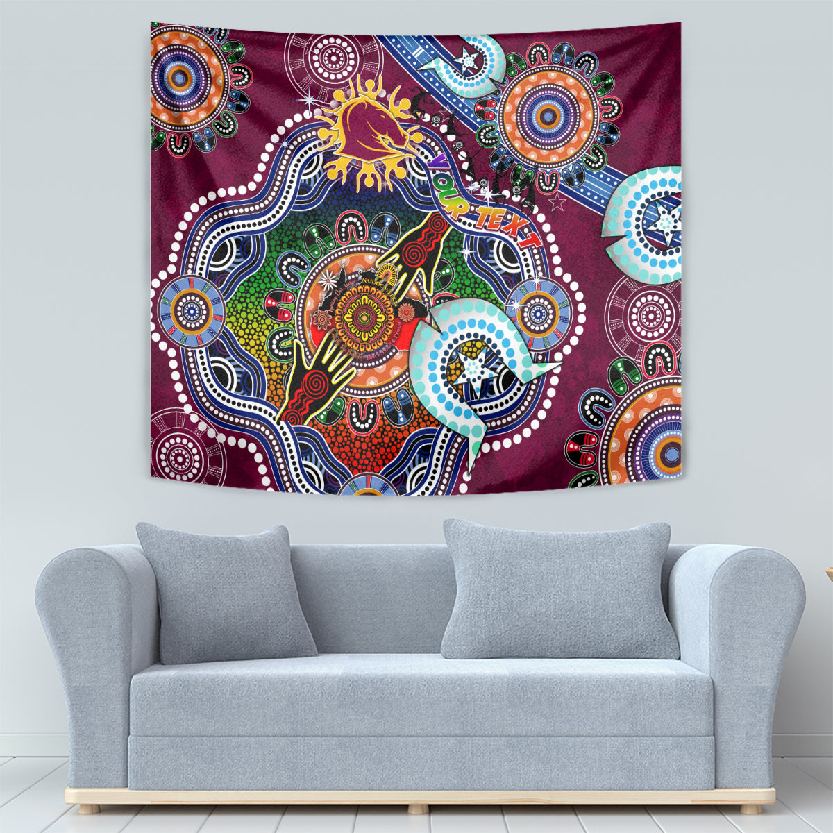 Personalised Broncos NAIDOC Week 2024 Tapestry Australia Aboriginal Dot Painting