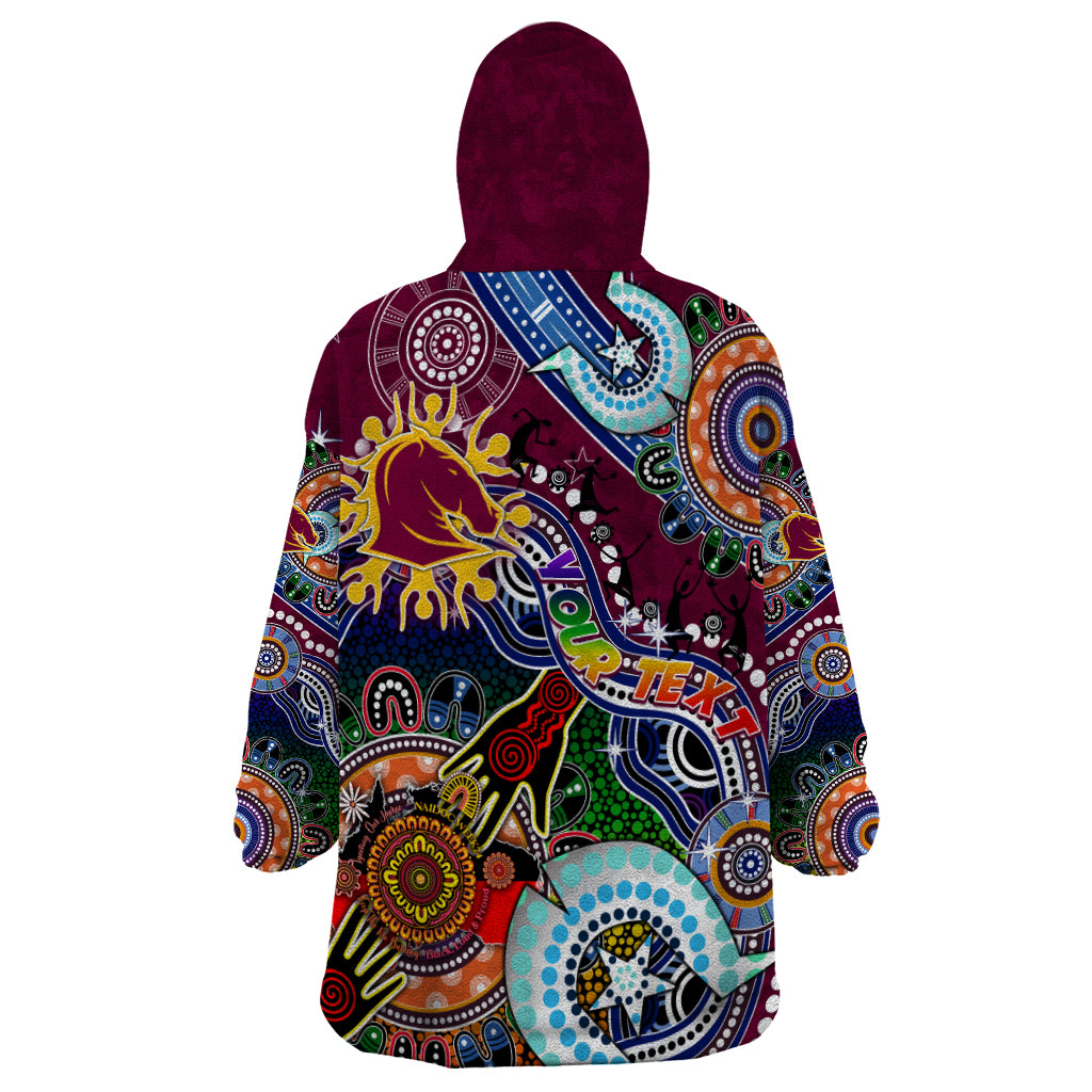 Personalised Broncos NAIDOC Week 2024 Wearable Blanket Hoodie Australia Aboriginal Dot Painting