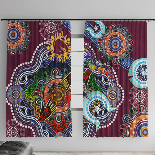 Personalised Broncos NAIDOC Week 2024 Window Curtain Australia Aboriginal Dot Painting