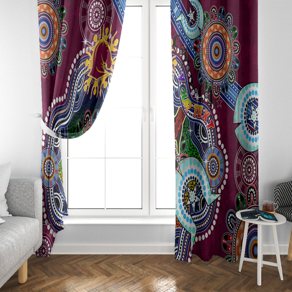 Personalised Broncos NAIDOC Week 2024 Window Curtain Australia Aboriginal Dot Painting