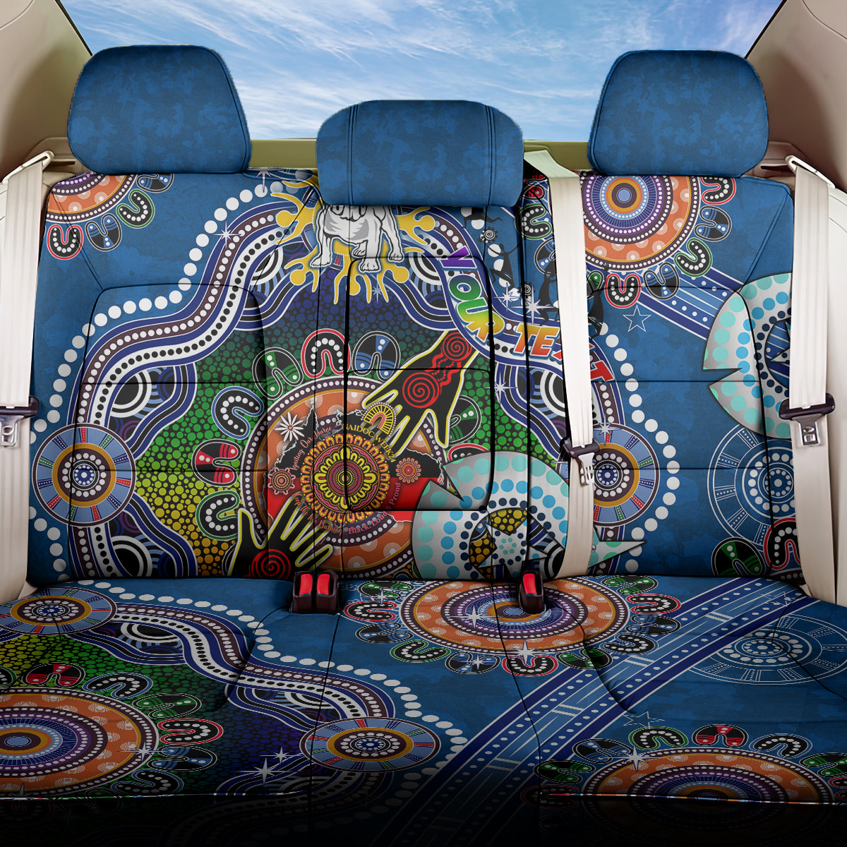 Personalised Bulldogs NAIDOC Week 2024 Back Car Seat Cover Australia Aboriginal Dot Painting