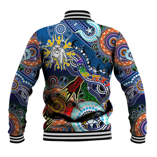Personalised Bulldogs NAIDOC Week 2024 Baseball Jacket Australia Aboriginal Dot Painting