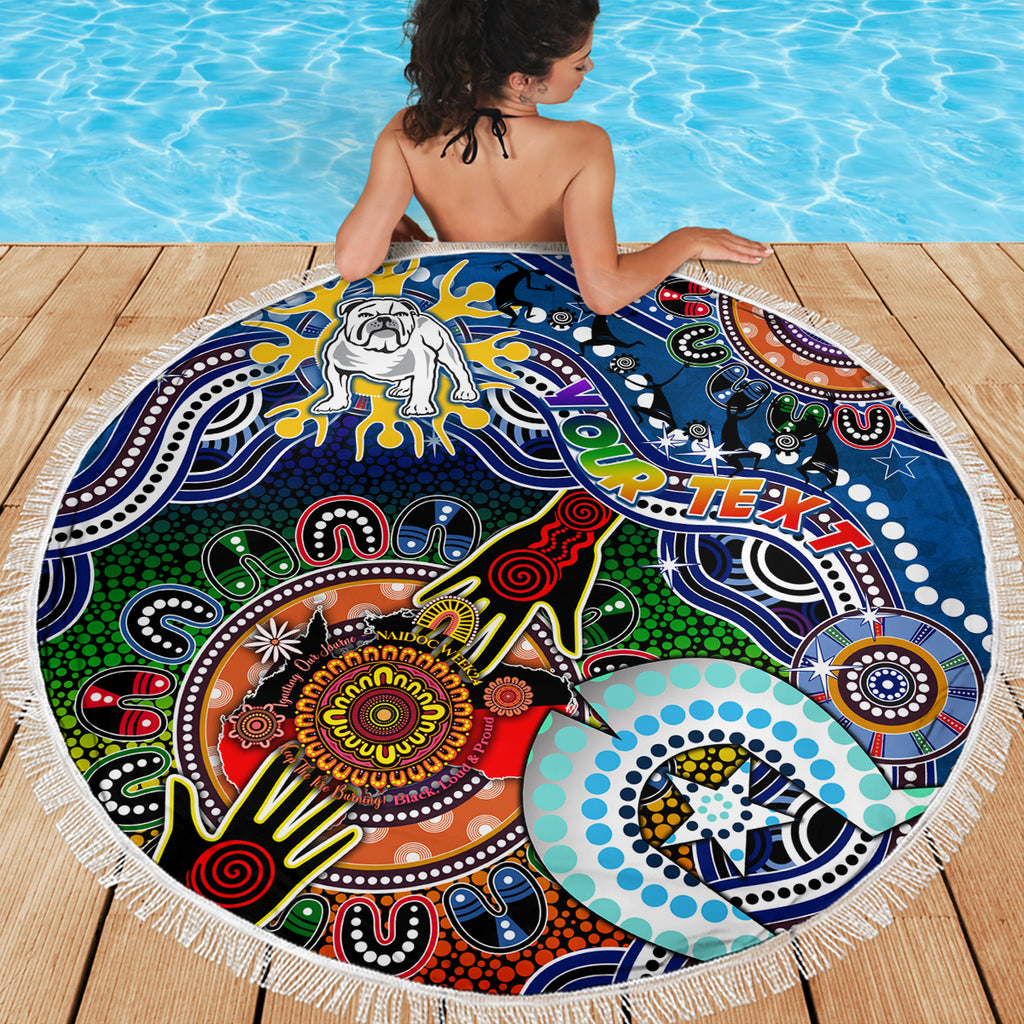 Personalised Bulldogs NAIDOC Week 2024 Beach Blanket Australia Aboriginal Dot Painting