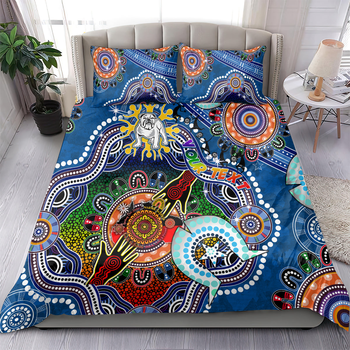 Personalised Bulldogs NAIDOC Week 2024 Bedding Set Australia Aboriginal Dot Painting
