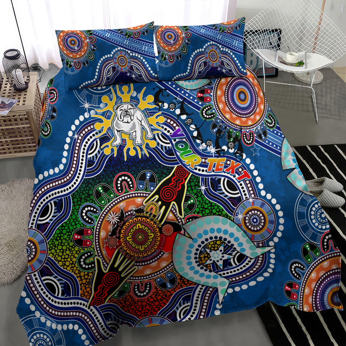 Personalised Bulldogs NAIDOC Week 2024 Bedding Set Australia Aboriginal Dot Painting