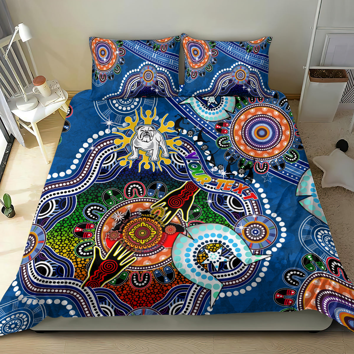 Personalised Bulldogs NAIDOC Week 2024 Bedding Set Australia Aboriginal Dot Painting