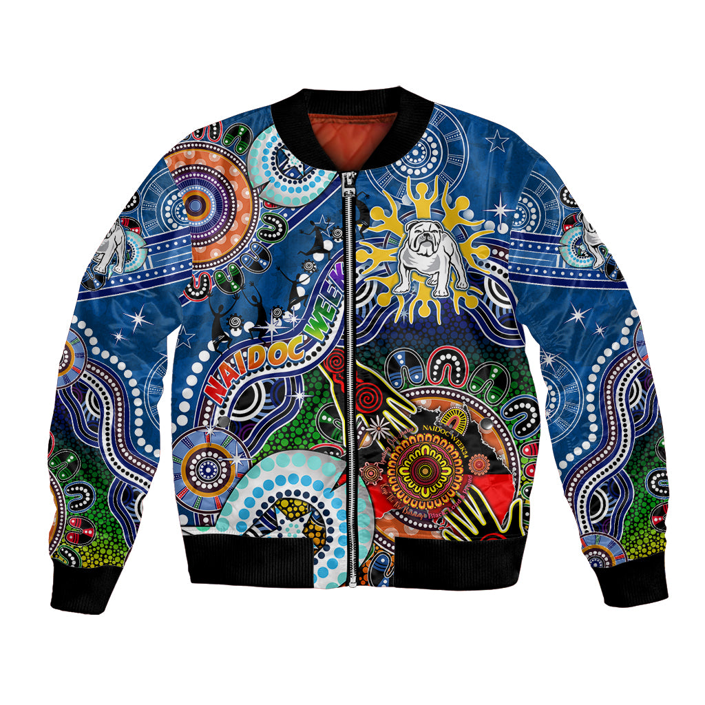 Personalised Bulldogs NAIDOC Week 2024 Bomber Jacket Australia Aboriginal Dot Painting