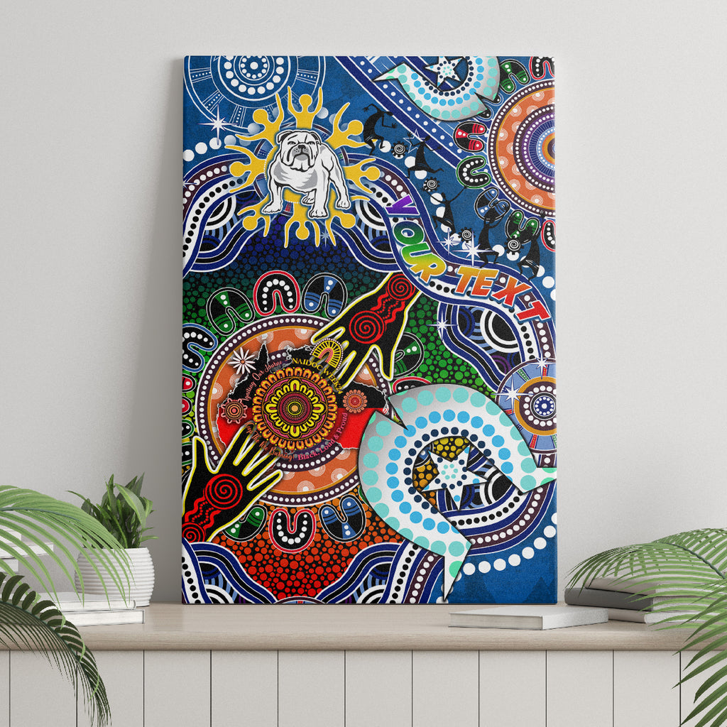 Personalised Bulldogs NAIDOC Week 2024 Canvas Wall Art Australia Aboriginal Dot Painting