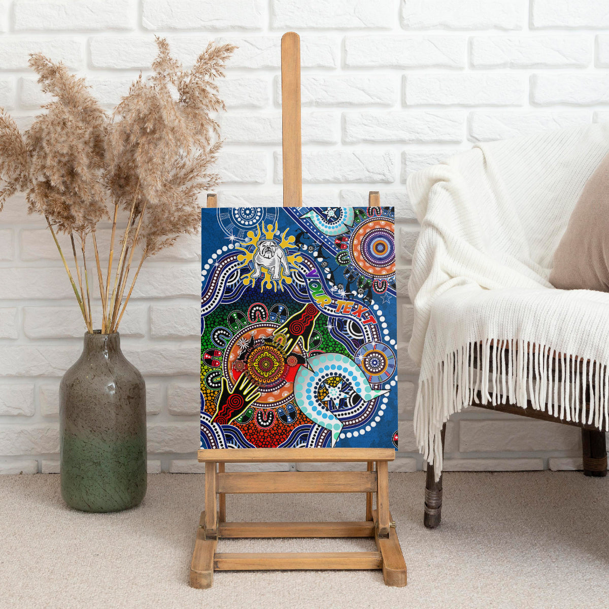 Personalised Bulldogs NAIDOC Week 2024 Canvas Wall Art Australia Aboriginal Dot Painting