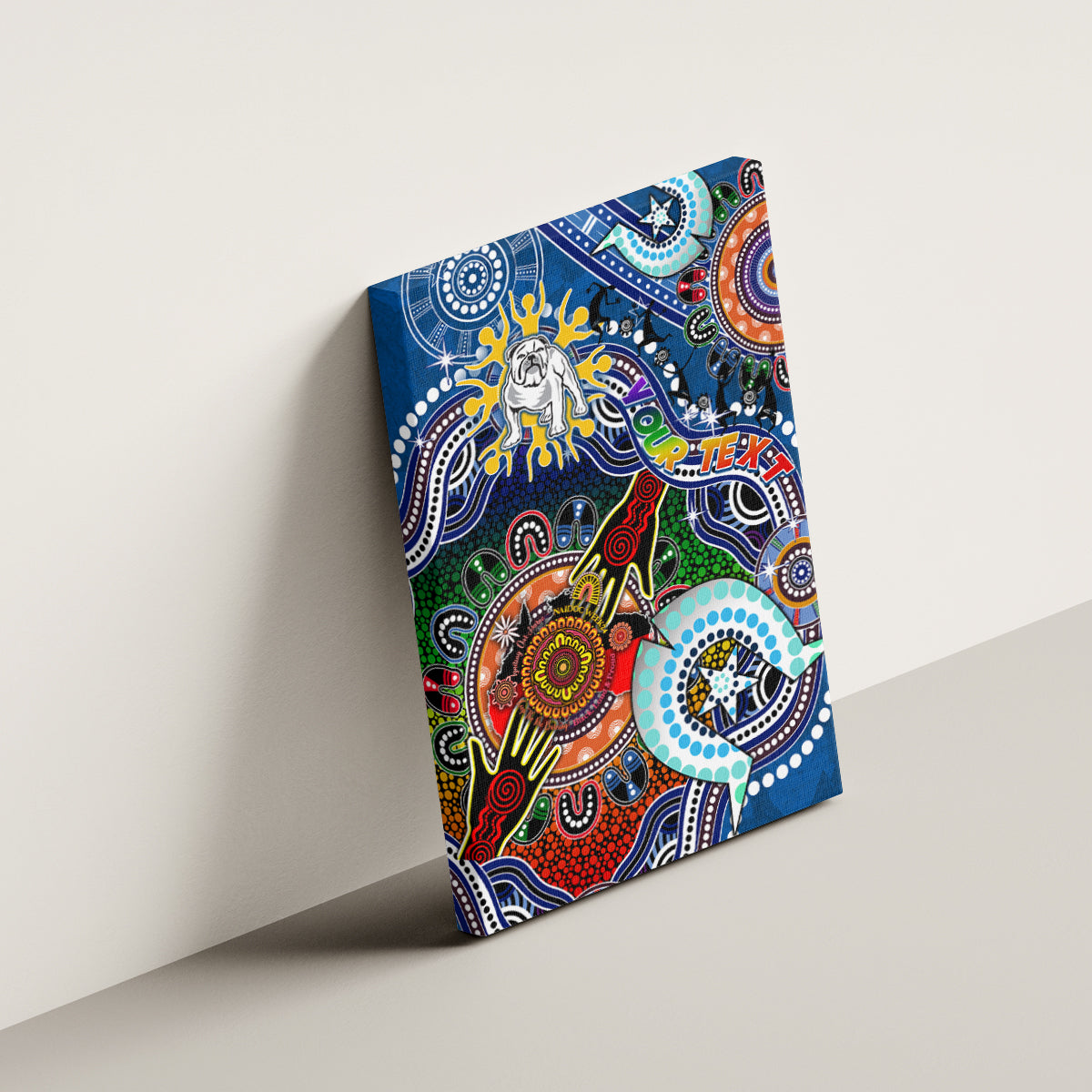 Personalised Bulldogs NAIDOC Week 2024 Canvas Wall Art Australia Aboriginal Dot Painting