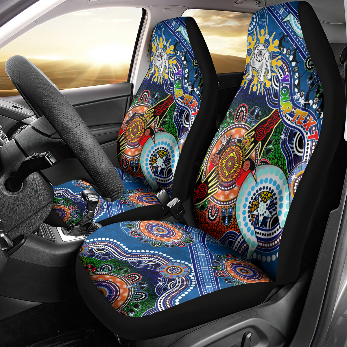 Personalised Bulldogs NAIDOC Week 2024 Car Seat Cover Australia Aboriginal Dot Painting