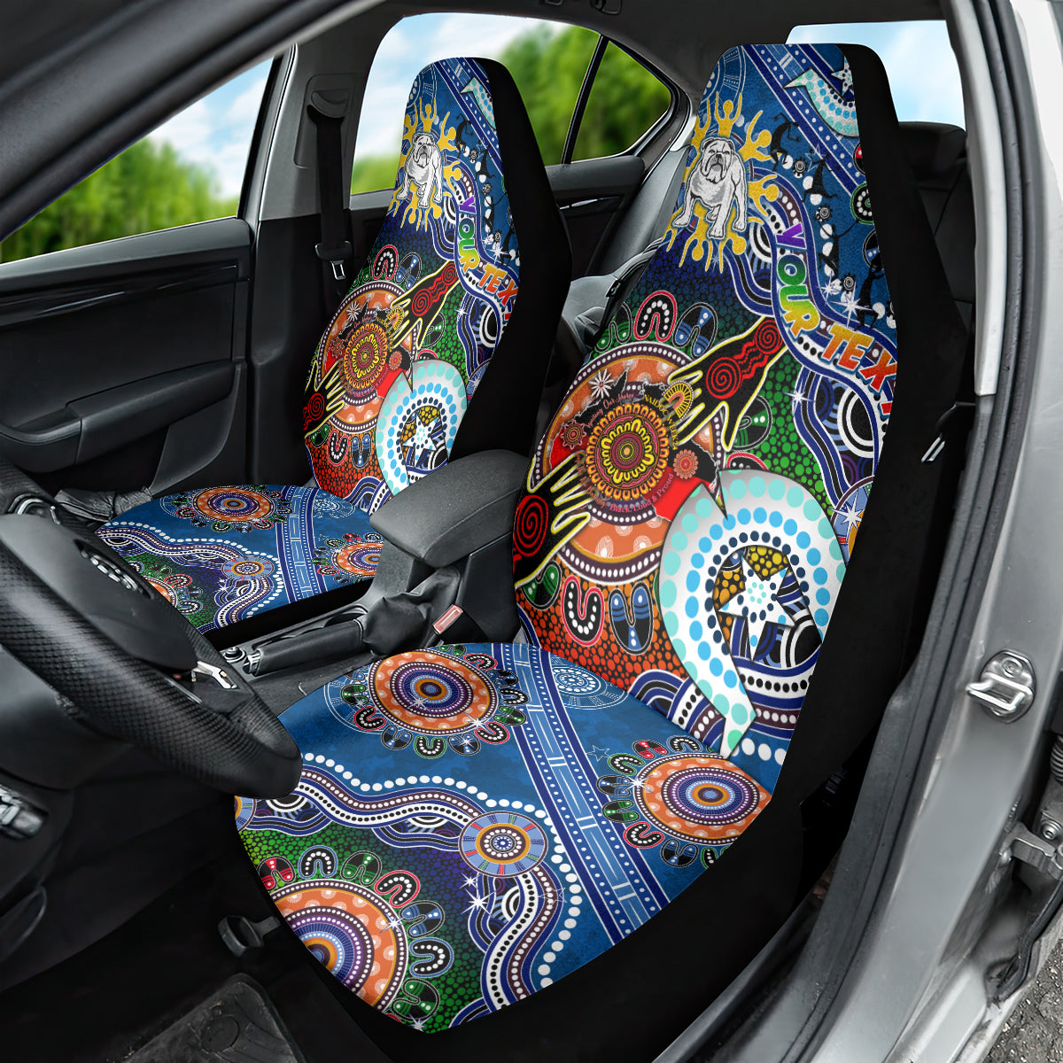 Personalised Bulldogs NAIDOC Week 2024 Car Seat Cover Australia Aboriginal Dot Painting