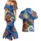 Personalised Bulldogs NAIDOC Week 2024 Couples Matching Mermaid Dress and Hawaiian Shirt Australia Aboriginal Dot Painting