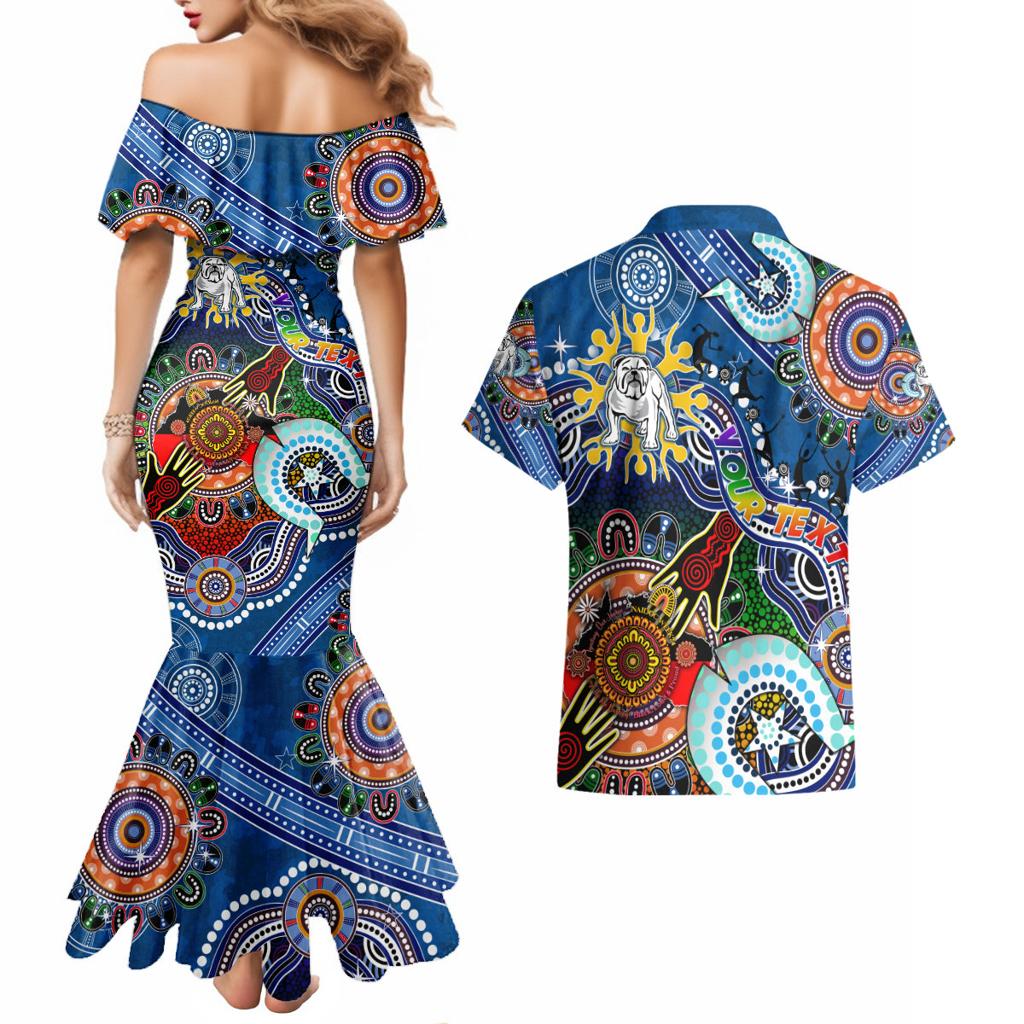 Personalised Bulldogs NAIDOC Week 2024 Couples Matching Mermaid Dress and Hawaiian Shirt Australia Aboriginal Dot Painting