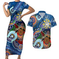 Personalised Bulldogs NAIDOC Week 2024 Couples Matching Short Sleeve Bodycon Dress and Hawaiian Shirt Australia Aboriginal Dot Painting