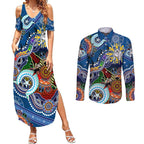 Personalised Bulldogs NAIDOC Week 2024 Couples Matching Summer Maxi Dress and Long Sleeve Button Shirt Australia Aboriginal Dot Painting