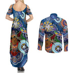 Personalised Bulldogs NAIDOC Week 2024 Couples Matching Summer Maxi Dress and Long Sleeve Button Shirt Australia Aboriginal Dot Painting