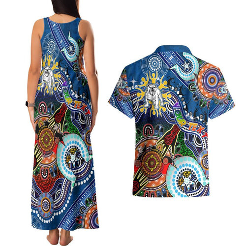 Personalised Bulldogs NAIDOC Week 2024 Couples Matching Tank Maxi Dress and Hawaiian Shirt Australia Aboriginal Dot Painting