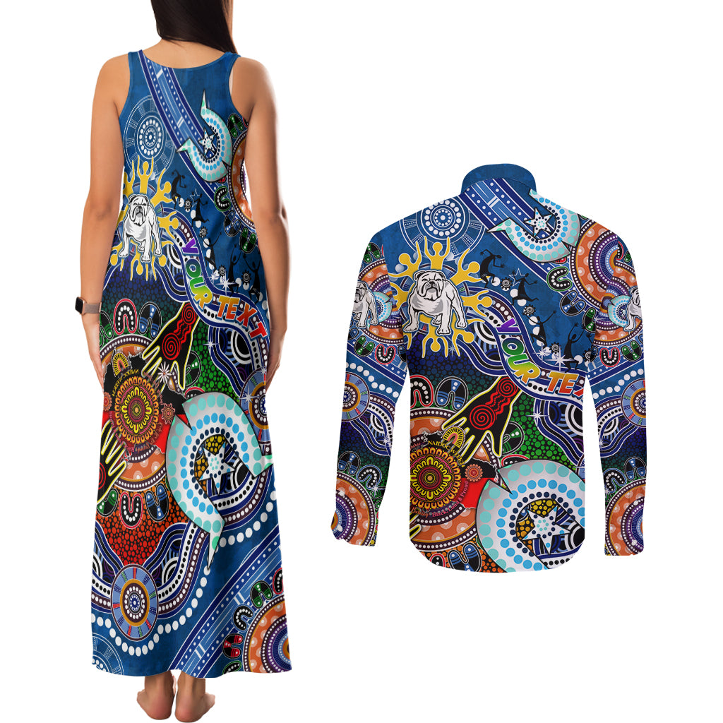 Personalised Bulldogs NAIDOC Week 2024 Couples Matching Tank Maxi Dress and Long Sleeve Button Shirt Australia Aboriginal Dot Painting