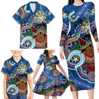 Personalised Bulldogs NAIDOC Week 2024 Family Matching Long Sleeve Bodycon Dress and Hawaiian Shirt Australia Aboriginal Dot Painting